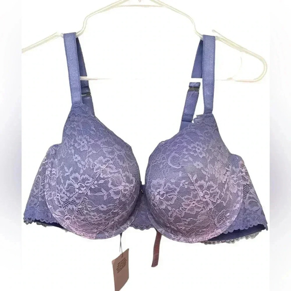 Savage x Fenty NWT Periwinkle Floral Lace Balconette Demi Bra Size 46 D - Picture 5 of 9